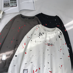 Hong Kong Style grey 55% cotton 45% polyester [quality inspection] autumn sweater