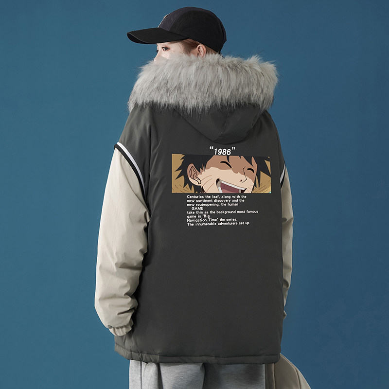 Unisex polyester winter large cotton coat for men