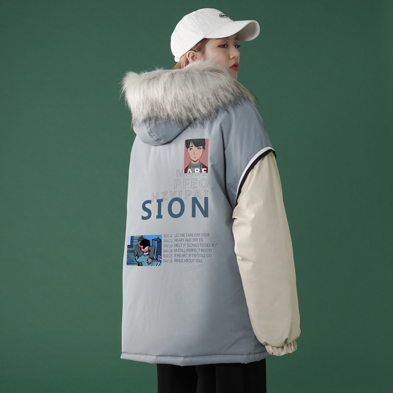 Unisex polyester winter large cotton coat for men