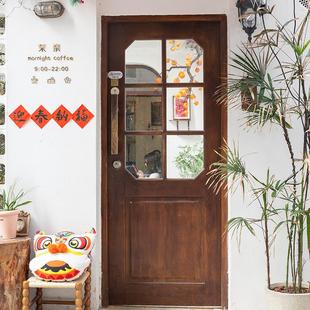 实木门复古原木风定制老式做旧风格庭院门进户门服装店庭院店商铺