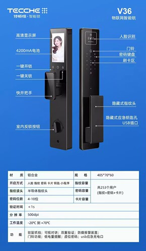 全国包安装特畅恒全精雕款V36稳定之王人脸指纹密码卡片机械钥匙