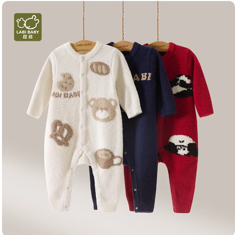 拉比秋冬季婴儿连体衣保暖羽毛纱
