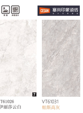 诺贝尔瓷砖 塞尚印象 伊丽莎白 云白 VT61026 帕斯高灰 VT61031