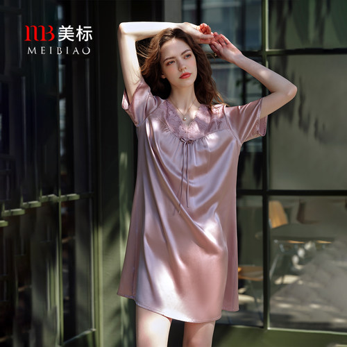 美标重磅真丝睡裙女夏丝绸家居服