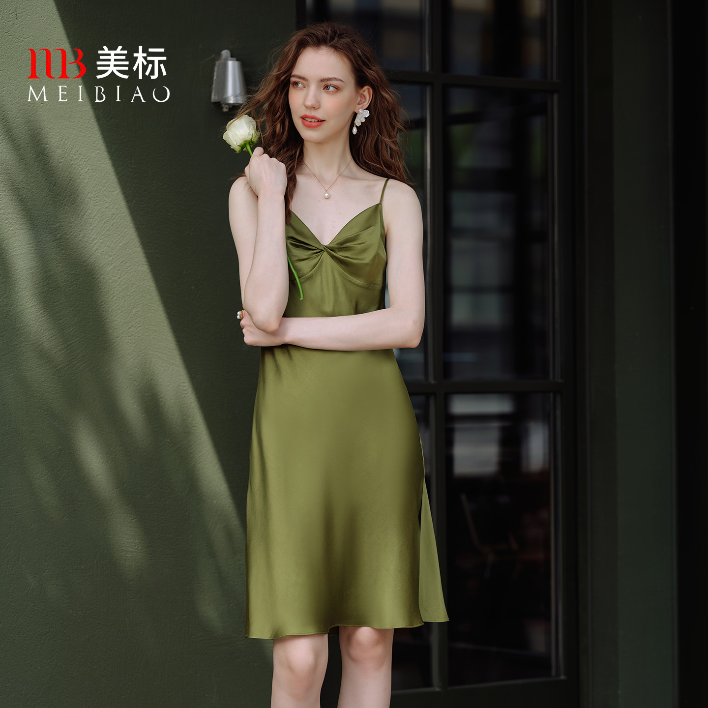 美标真丝吊带睡裙女丝绸居家礼服