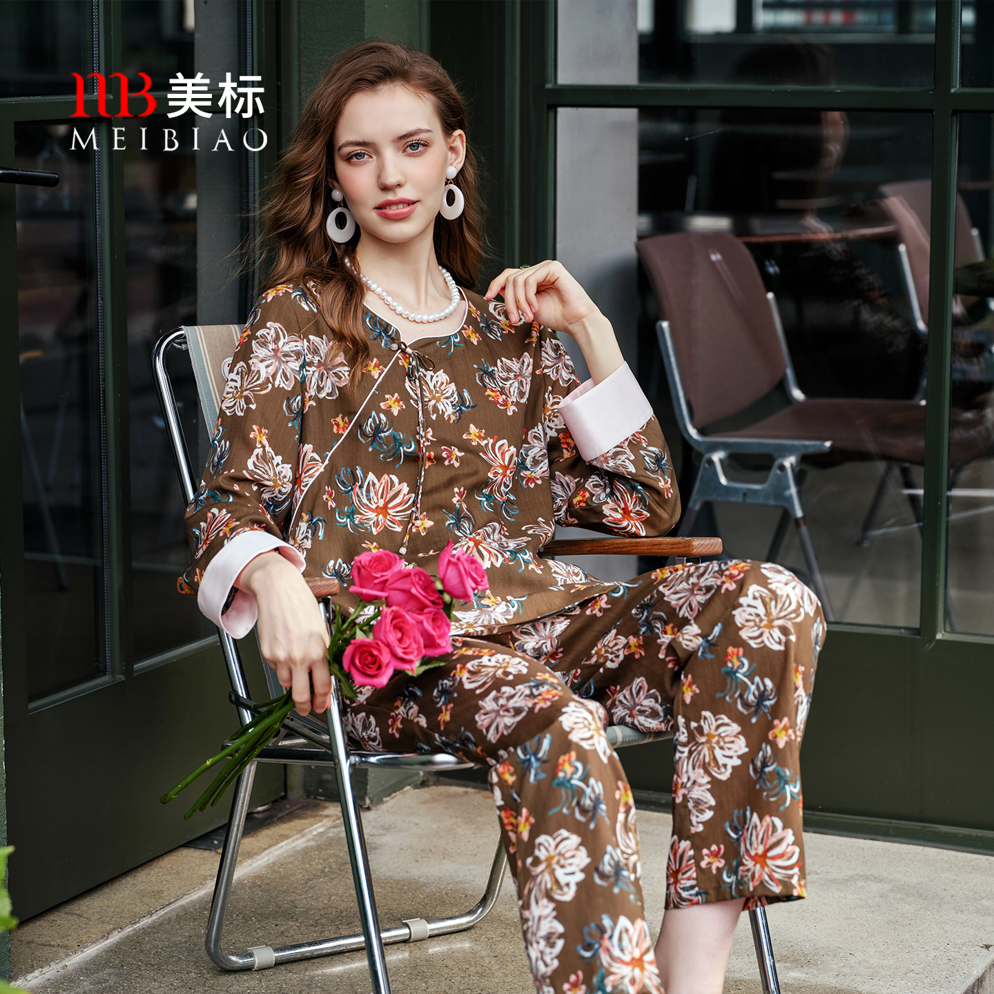 美标女士莱赛尔长袖睡衣套装