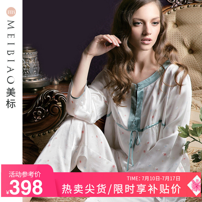 美标高档真丝睡衣100%桑蚕丝女