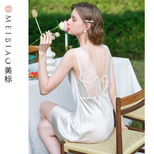 100%桑蚕丝睡衣蕾丝纯欲小礼服家居服夏 美标性感真丝吊带睡裙新款