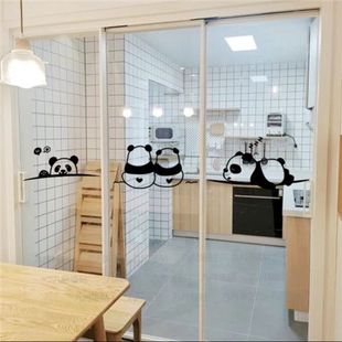 熊猫墙壁装 饰贴厨房卫生间阳台玻璃推拉门防撞贴柜子可爱贴纸贴画