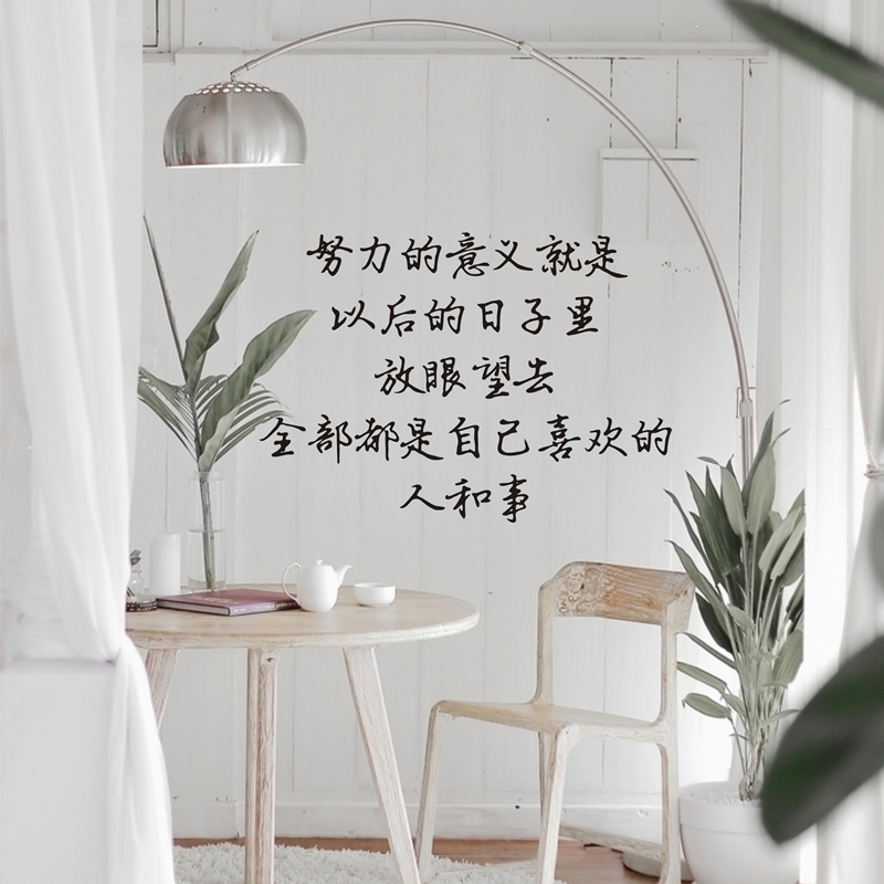 中国风文艺字墙贴纸努力励志句子卧室床头宿舍书桌装饰语录墙贴画