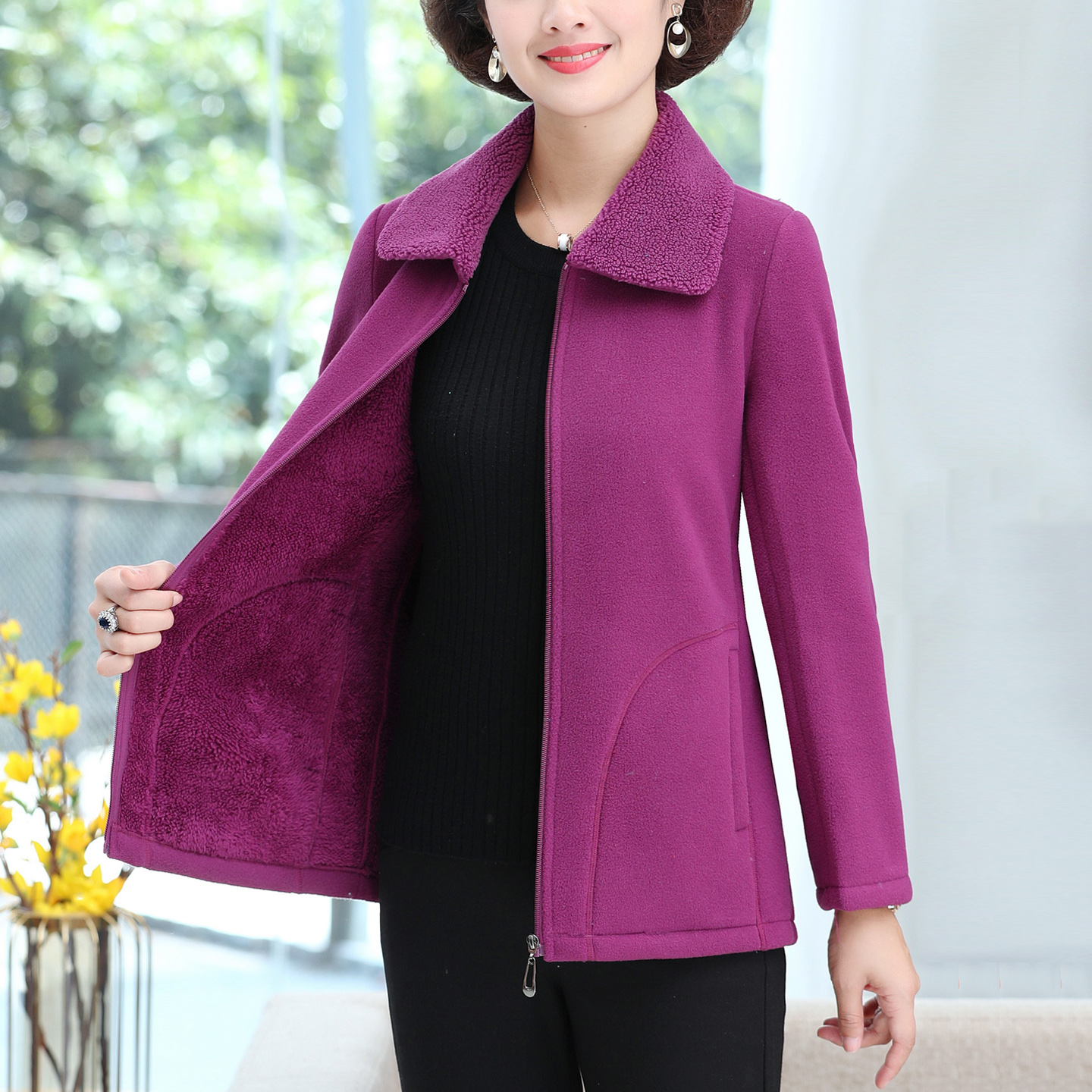 好物优选摇粒绒外套女秋冬妈妈装