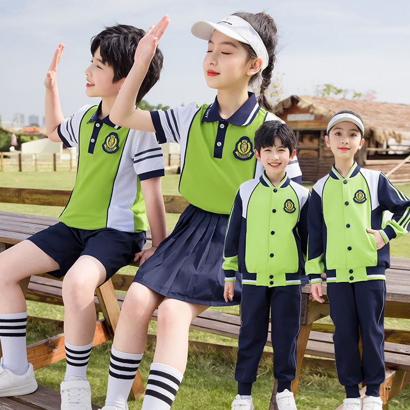 校服套装小学生夏季短袖儿童运动班服三件套幼儿园教师园服春秋装