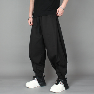 潮流垂感休闲哈伦裤 潮牌暗黑宽松大码 发型师个性 男冬季 束脚灯笼裤