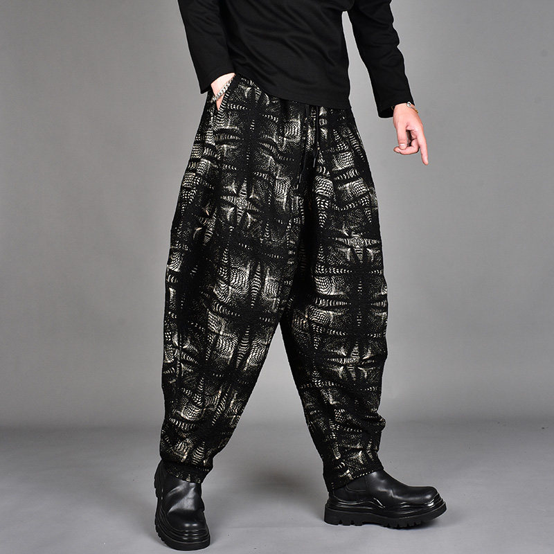 2025冬季新款潮牌提花渐变垂感小脚休闲裤男暗黑系宽松大码哈伦裤,男装,休闲裤,淘宝优惠券,粉丝福利购,淘宝优惠卷