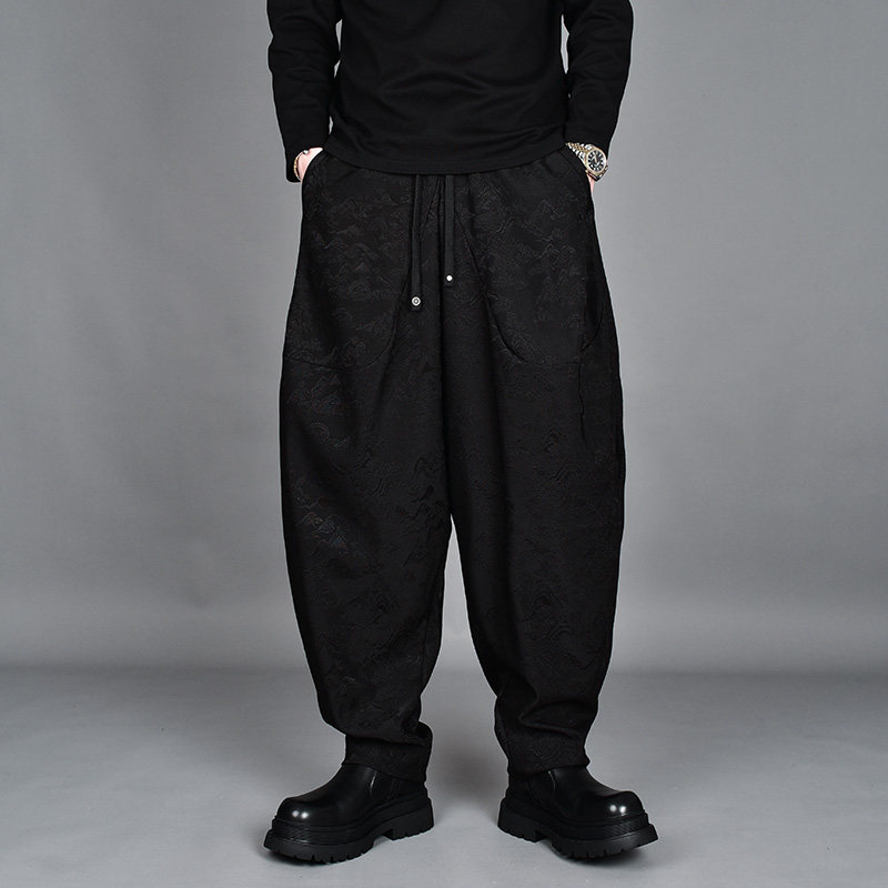 2025冬季新款暗黑系垂感小脚休闲裤男潮牌提花时尚宽松大码哈伦裤,男装,休闲裤,淘宝优惠券,粉丝福利购,淘宝优惠卷