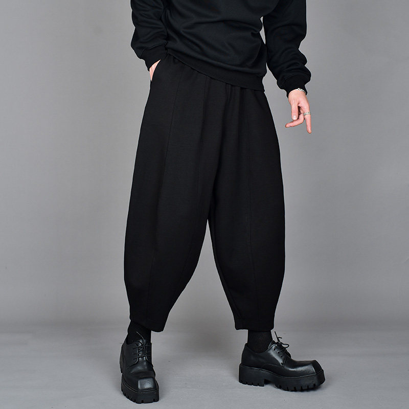 潮牌发型师男装宽松大码休闲九分裤秋冬暗黑系潮流垂感百搭哈伦裤,男装,休闲裤,淘宝优惠券,粉丝福利购,淘宝优惠卷