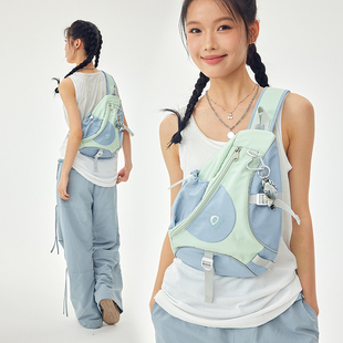 25年新款 多巴胺斜挎包原创vintage运动休闲包弓箭包旅行背包学生