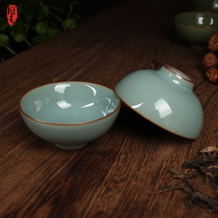 龙泉市青瓷哥窑紫金胎冰裂纹鱼籽纹百圾碎创意功夫茶杯王文手工杯