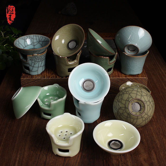 龙泉市青瓷茶漏陶瓷茶滤茶叶过滤器滤网茶斗功夫茶具配件泡茶隔器