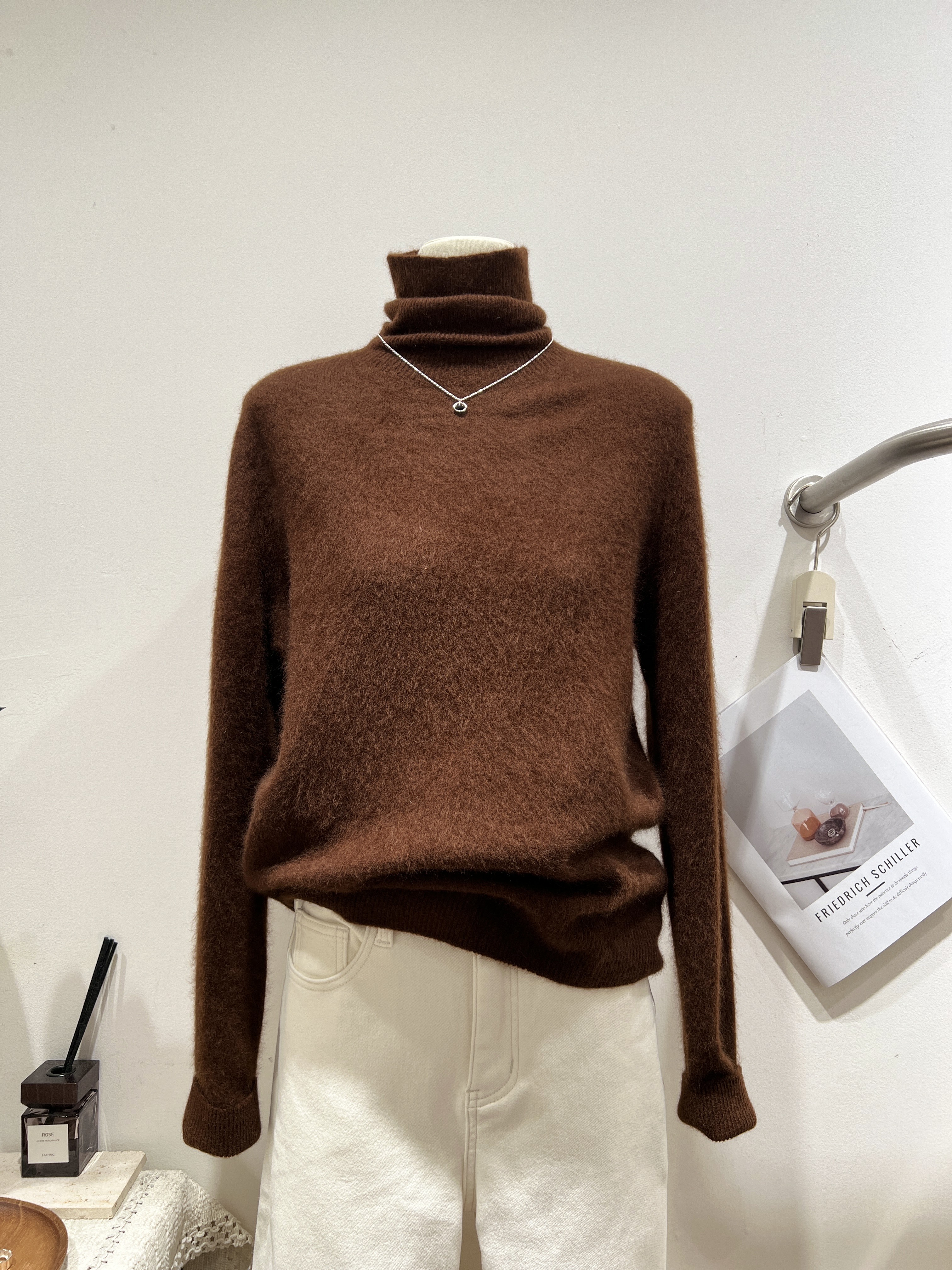 2冬新款女士半高领无缝一体羊毛高领打底衫毛衣女