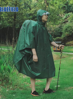 蓝色领域户外野露营雨披登山徒步雨衣三合一天幕骑行旅游防雨背包