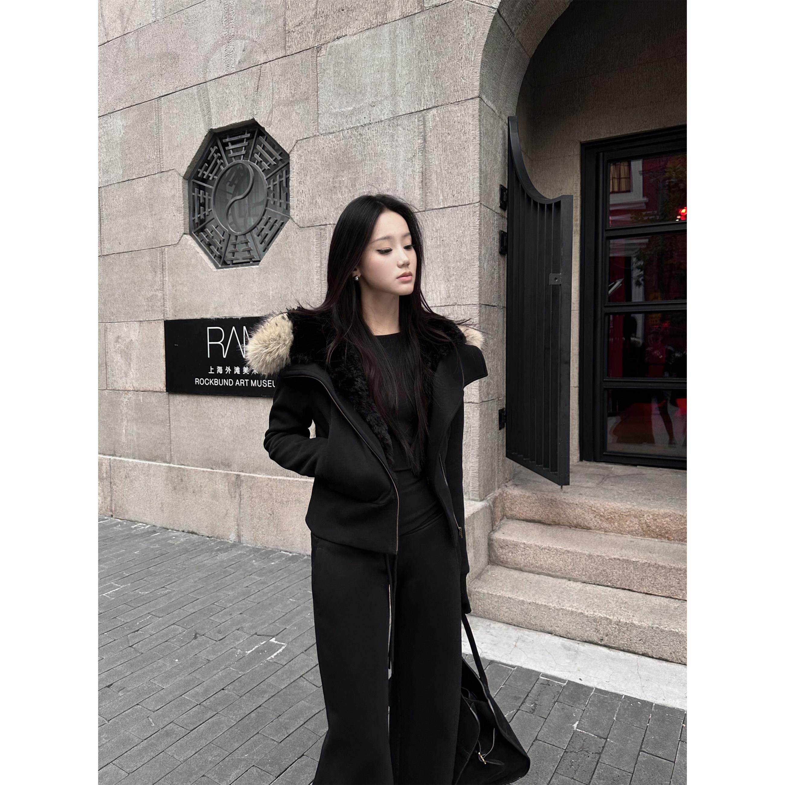 5werkwen DU家 收腰 版 连帽毛领短款秋冬设计感加厚卫衣外套,个性定制/设计服务/DIY,棉服工装,淘宝优惠券,粉丝福利购,淘宝优惠卷