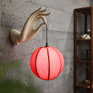 创意新中式复古壁灯中国红装饰玄关走廊客厅过道古典仿古禅意灯具