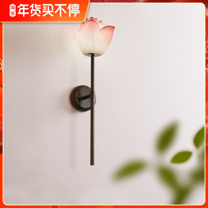 新中式壁灯客厅餐厅卧室房间门厅灯具铁艺长条走廊过道双头墙壁灯