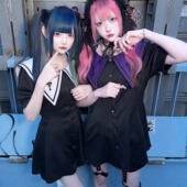 日系原宿风 短裤 十字架刺绣 拼色尖尖领 A字收腰连衣裙 套装