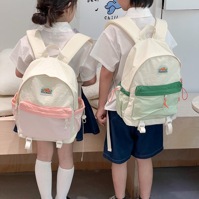 男女童迷你背包日韩ins复古拼色简约户外双肩包儿童休闲小书包潮