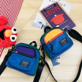 儿童包潮酷男童女孩小学生外出撞色单肩包简约休闲尼龙女童斜挎包