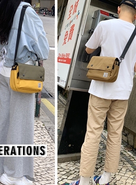日系复古单肩包简约情侣邮差包牛津布防水学生斜挎包男女青年潮包