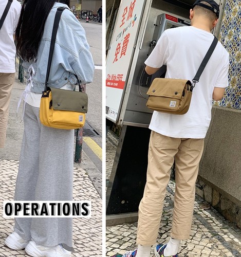 日韩男女情侣旅行拼色防水斜挎包