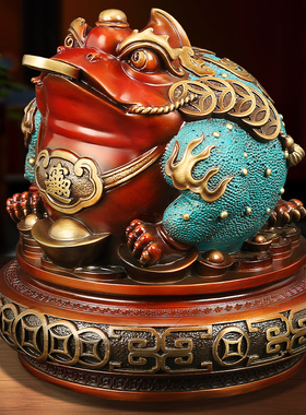 聚宝金蟾三足全铜金蟾招财摆件蟾蜍客厅玄关店铺开业乔迁工艺礼品