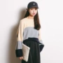 2019 áo len đầu thu cổ tròn tay áo màu sắc phù hợp với áo len Hàn Quốc áo sơ mi nữ giản dị - Áo len đồ mặc nhà
