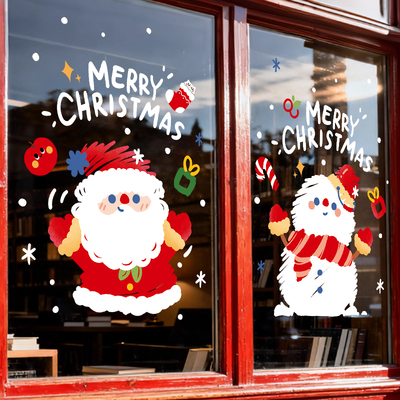 圣诞节装饰christmas耶诞老人雪人氛围场景布置静电玻璃贴纸窗贴