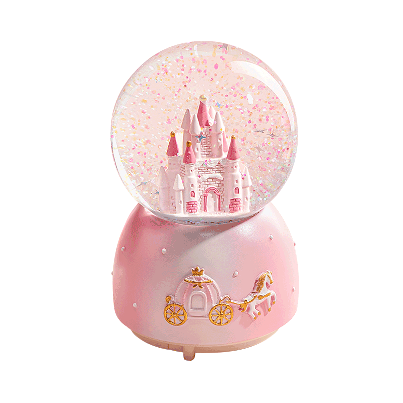 旋转木马自动音乐盒八音盒水晶球飘雪女孩女生儿童高级感生日礼物
