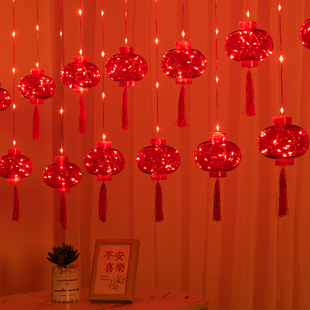 新年灯笼led灯春节过年装饰品吊灯室内阳台小红灯笼发光灯串挂饰