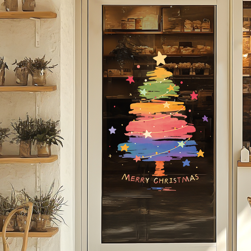 圣诞氛围感满满玻璃门装饰贴纸