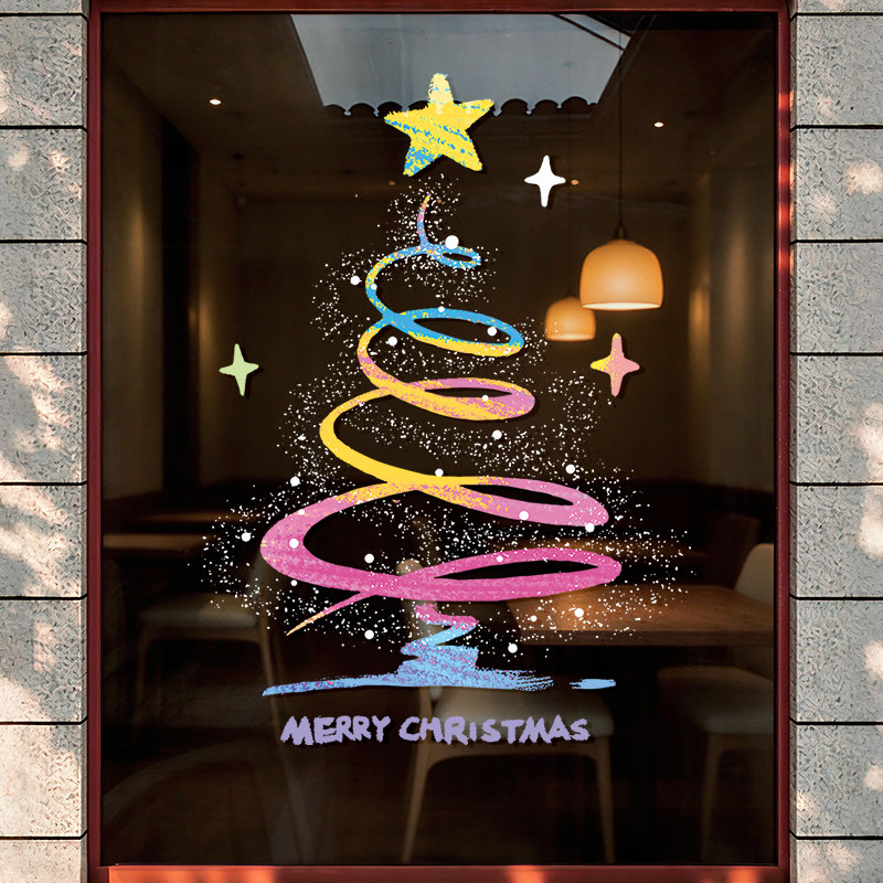 christmas静电玻璃门贴纸圣诞窗