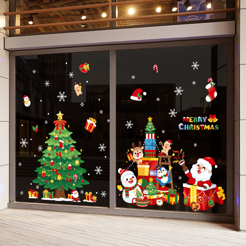 静电加厚橱窗贴纸圣诞装饰玻璃贴