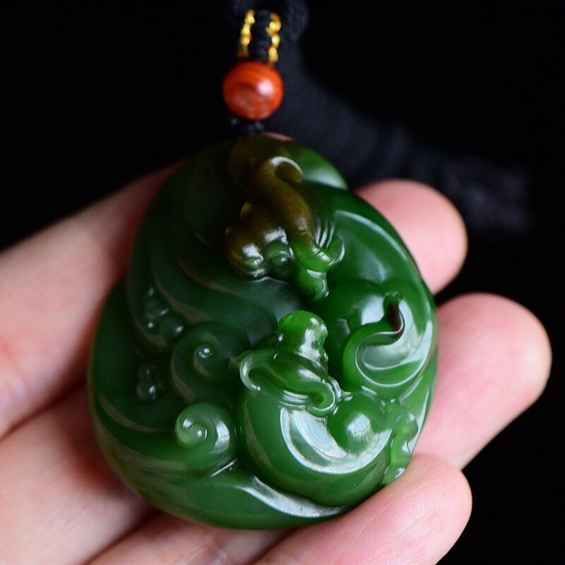 缘鼎玉器天然和田玉吊坠俄料碧玉红皮老料扭转乾坤玉石挂件带证书