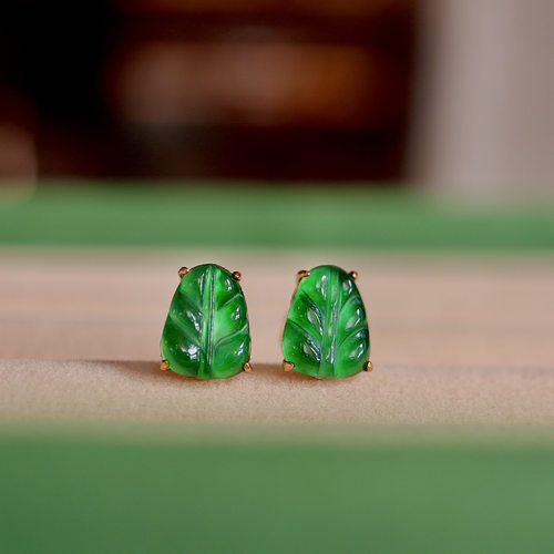 天然A货翡翠耳钉珠宝饰品