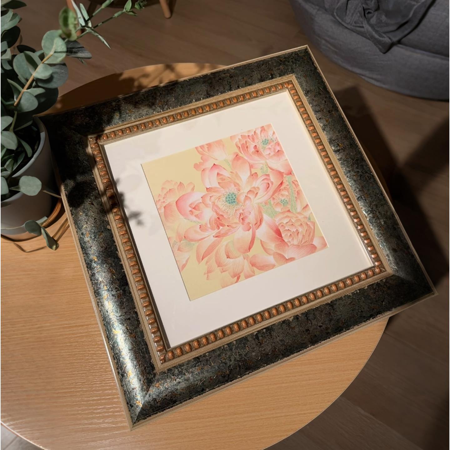 新中式温馨荷花客厅装饰画温馨卧室民宿挂画桌面创意艺术摆件