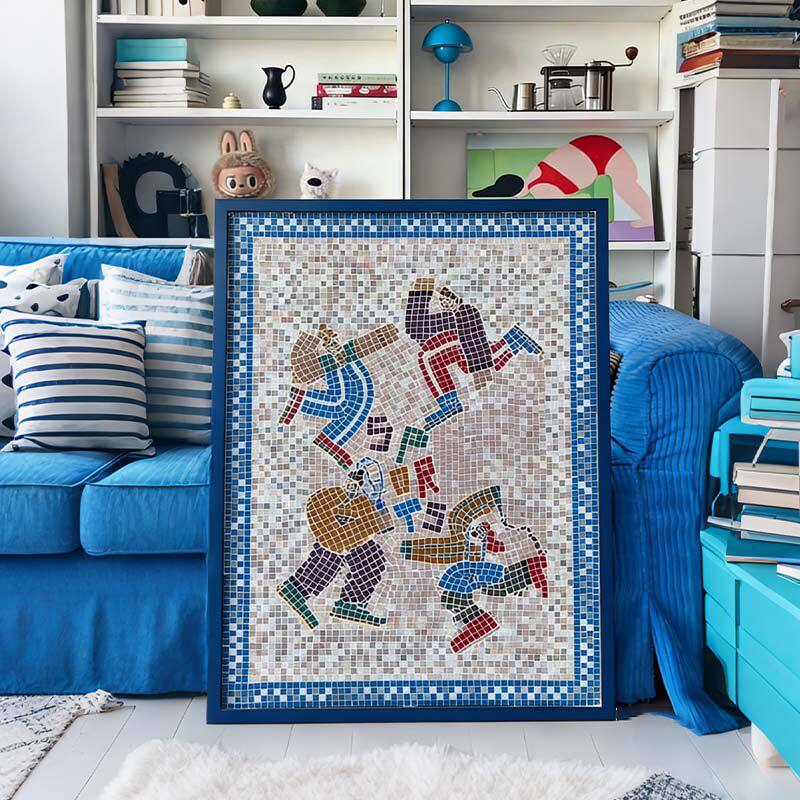 马赛克现代简约客厅装饰画原木风小众艺术肌理感壁画玄关走廊挂画