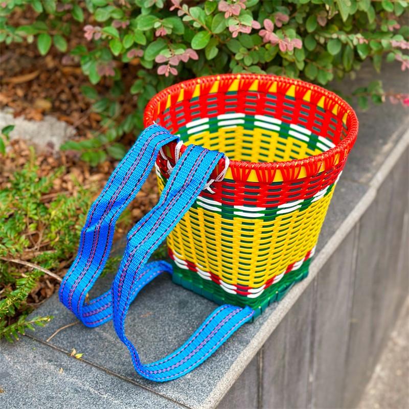 儿童小背篓手工塑料藤编织