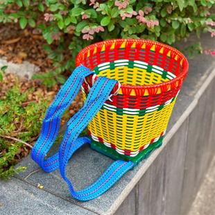 儿童小背篓纯手工编织儿童舞蹈道具采摘迷你背筐收纳筐小孩玩具