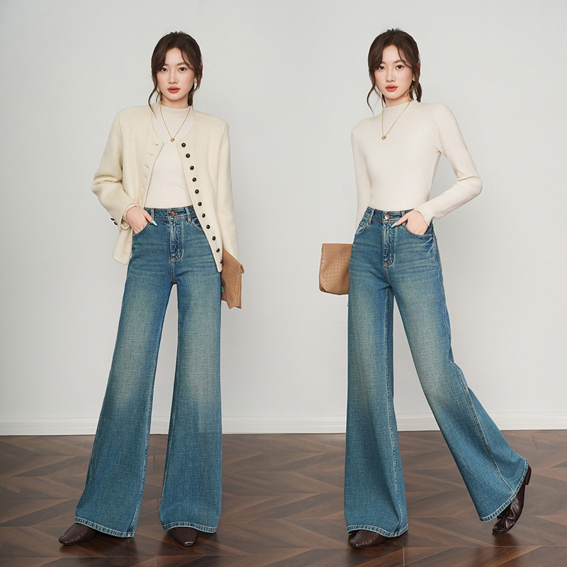 ZONOPOEM佐奴诗【超模裤】2026新款直筒微喇牛仔裤女高腰宽松长裤