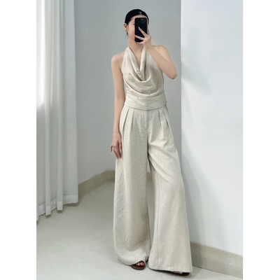 ZONOPOEM夏季2025新款爆款高级感两件套女休闲阔腿裤套装10661