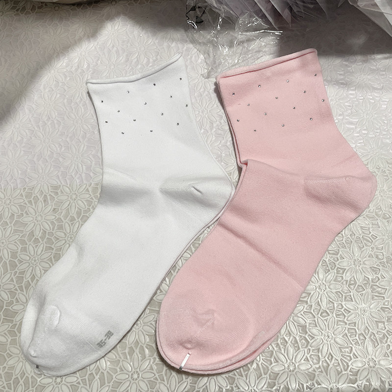 春夏薄款纯棉松口对目无骨女袜
